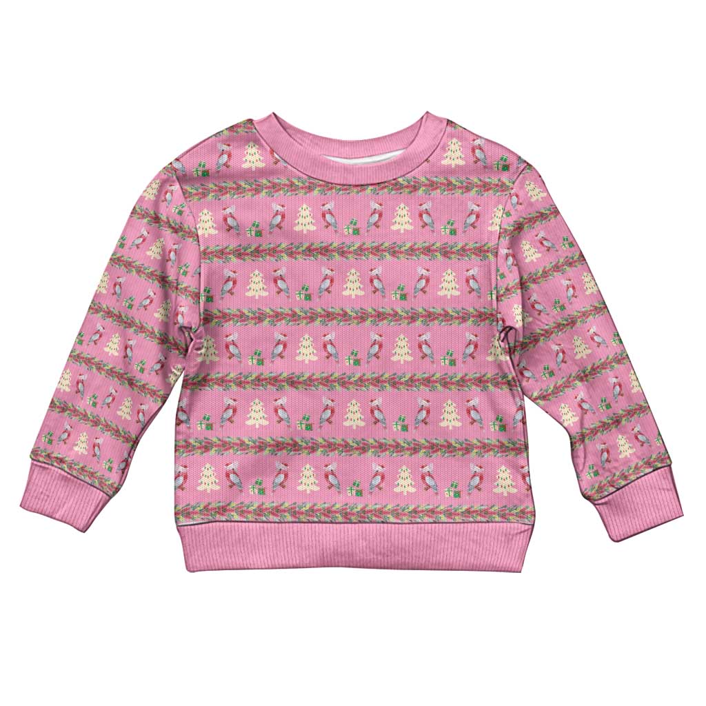 Australia Pink Galah Christmas Kid Ugly Christmas Sweater Eolophus Roseicapilla Bottlebrush Seamless - Vibe Hoodie