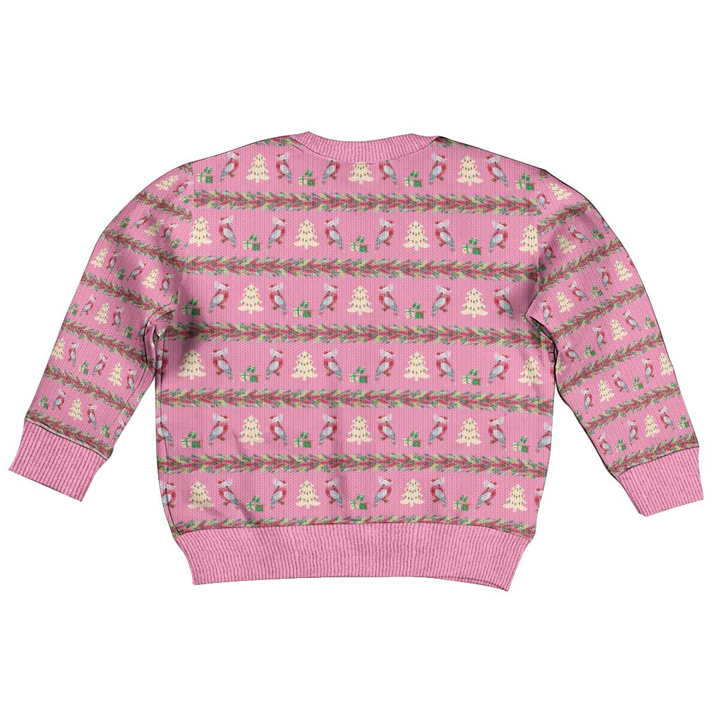 Australia Pink Galah Christmas Kid Ugly Christmas Sweater Eolophus Roseicapilla Bottlebrush Seamless - Vibe Hoodie
