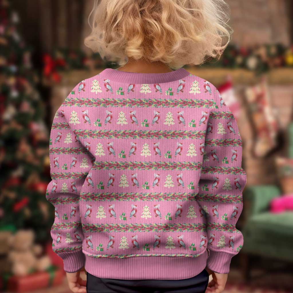 Australia Pink Galah Christmas Kid Ugly Christmas Sweater Eolophus Roseicapilla Bottlebrush Seamless - Vibe Hoodie