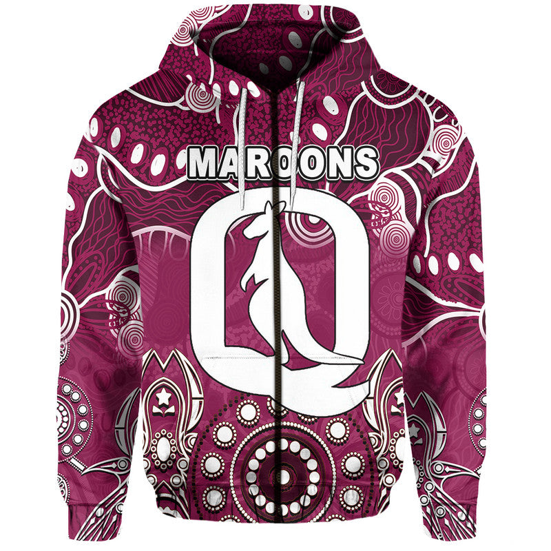 (Custom Personalised) Queensland Maroons Hoodie Aboriginal LT6 - Vibe Hoodie Shop