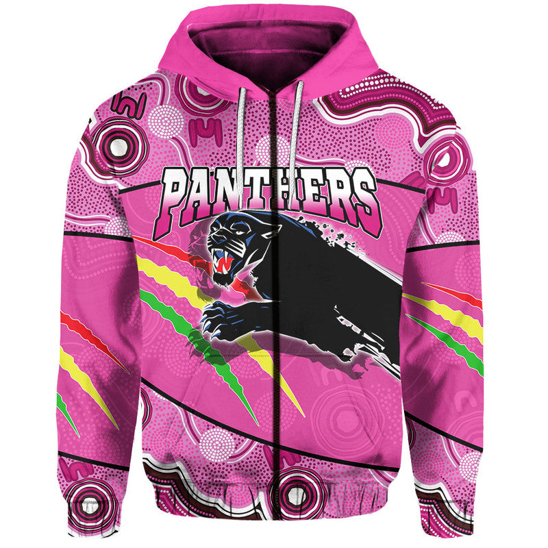 (Custom Personalised) Panthers Rugby Hoodie Aboriginal Basic Style-Pink LT6 - Vibe Hoodie Shop