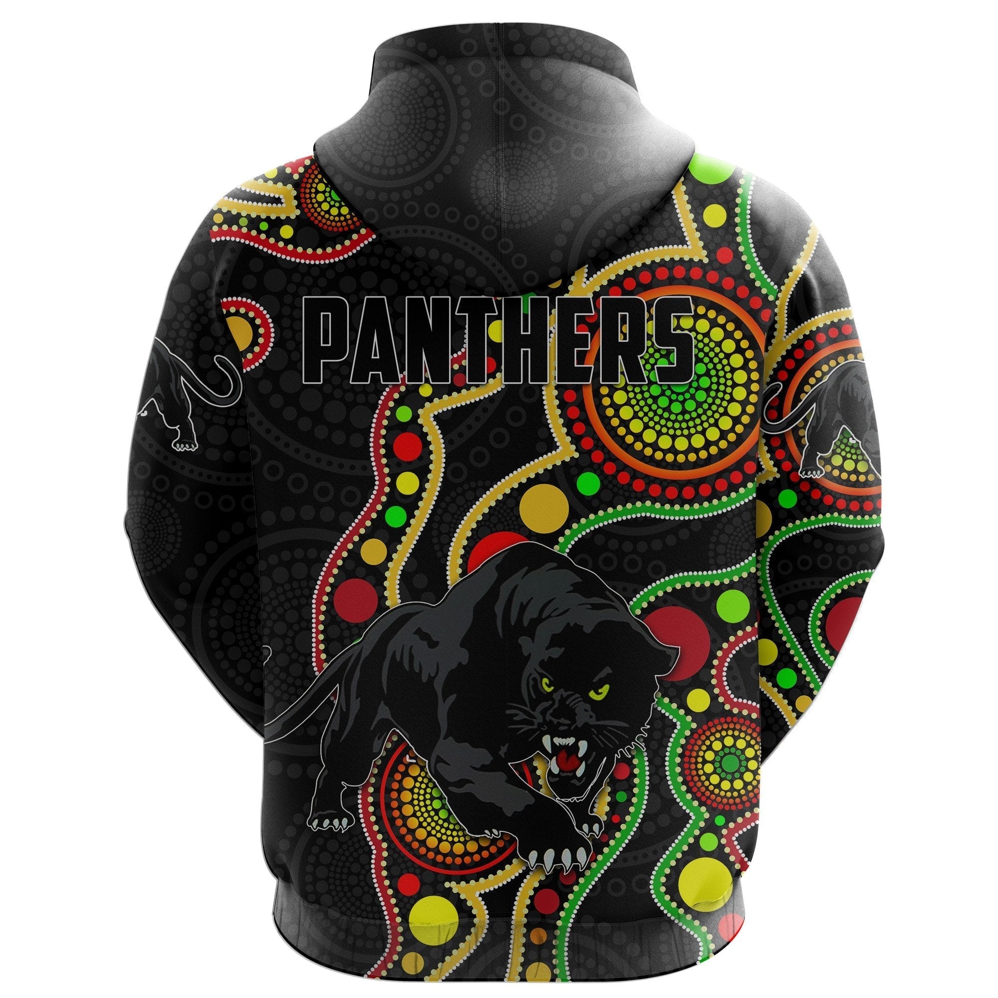 (Custom Personalised) Penrith Zip Hoodie Black Panthers Indigenous - Vibe Hoodie Shop