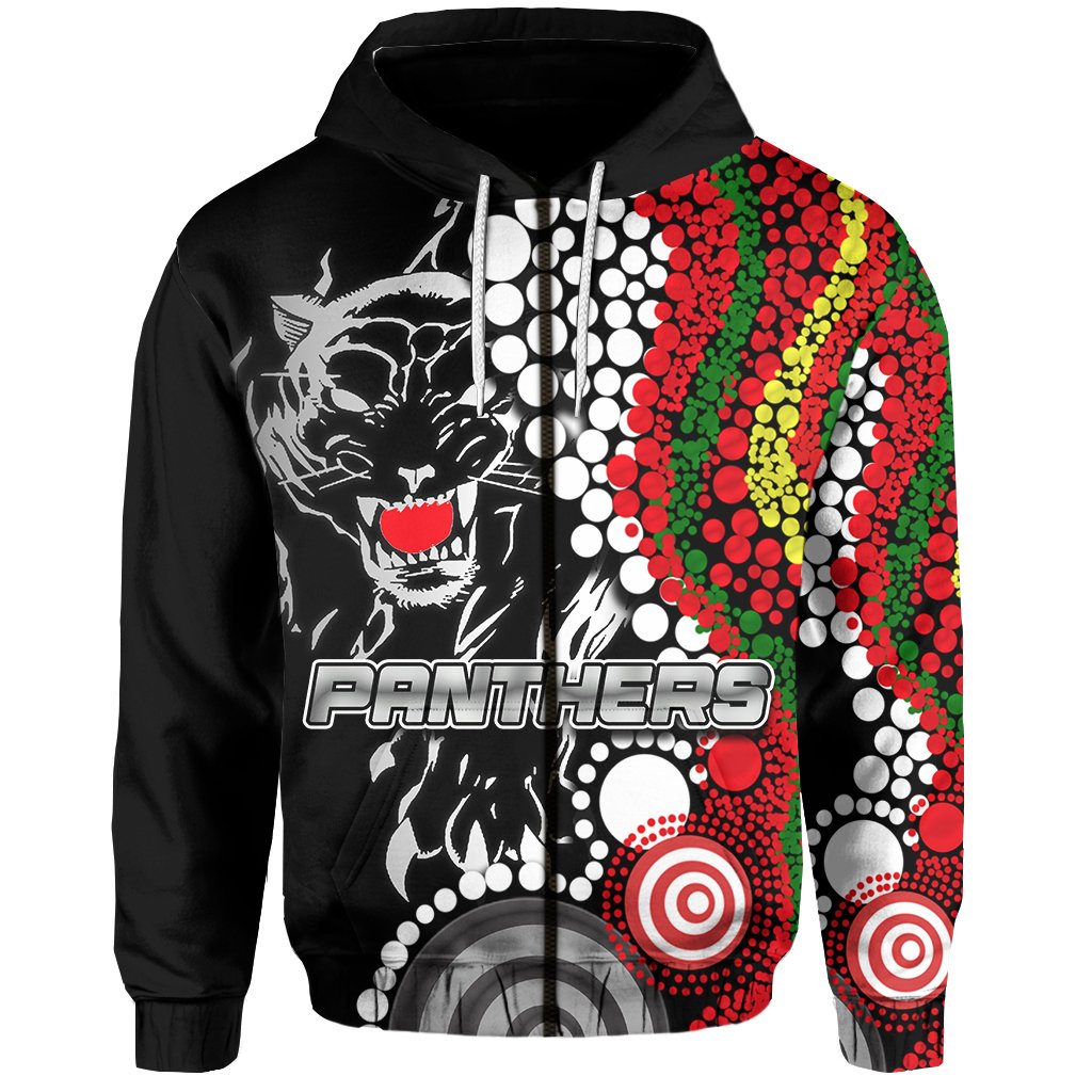 Panthers Zip Hoodie Aboriginal Dots - Vibe Hoodie Shop