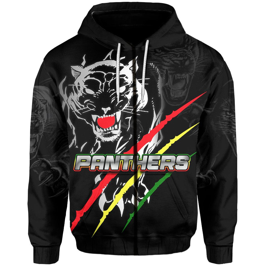 Panthers Zip Hoodie Claws Black Panthers - Vibe Hoodie Shop