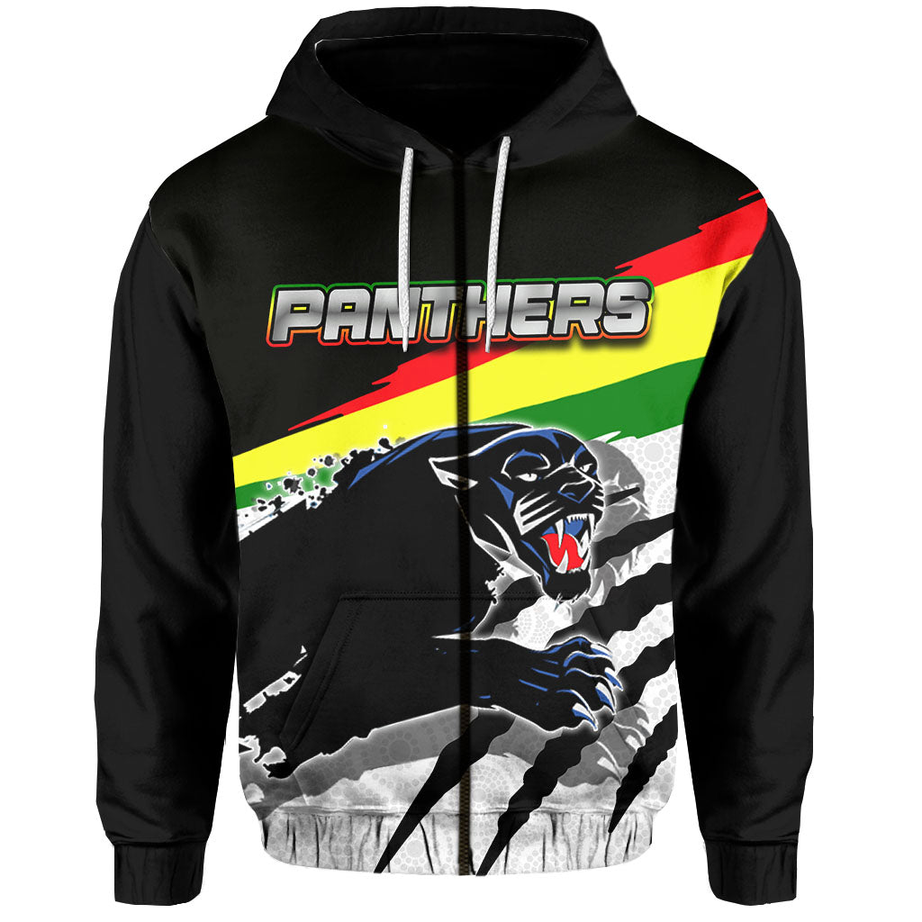 Panthers Zip Hoodie Aboriginal Dot Patterns LT6 - Vibe Hoodie Shop