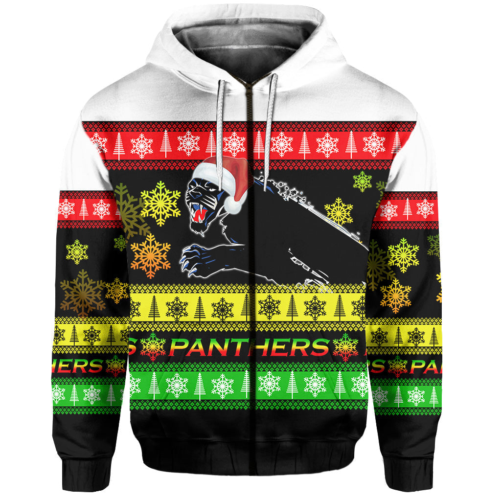 Penrith Panthers Zip Hoodie Christmas 2021 Style LT6 - Vibe Hoodie Shop