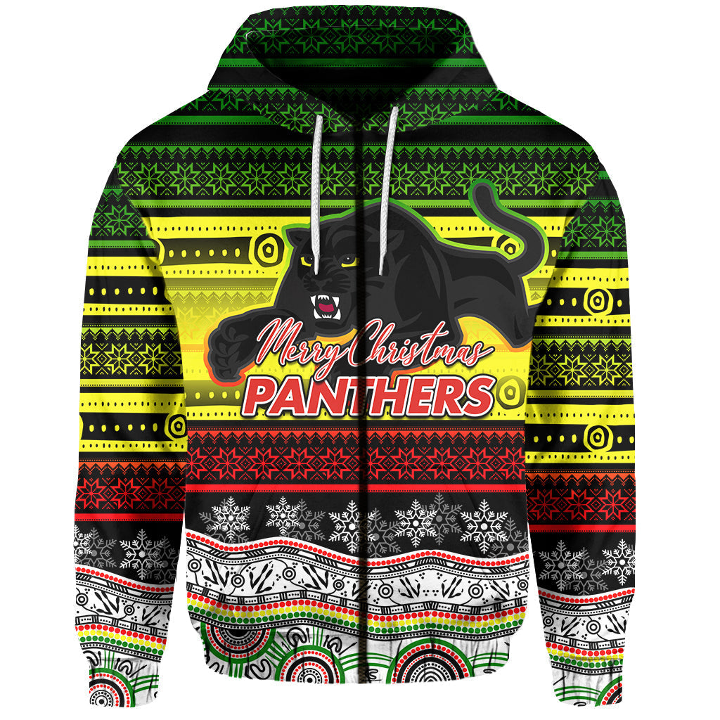 Penrith Panthers Zip Hoodie Christmas Mix Aboriginal LT6 - Vibe Hoodie Shop