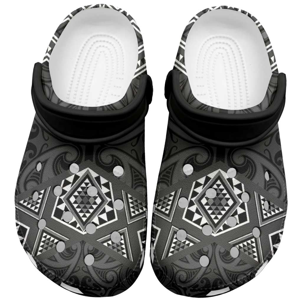 New Zealand Aotearoa Clogs Shoes Black Taniko Art Maori Pattern - Vibe Hoodie