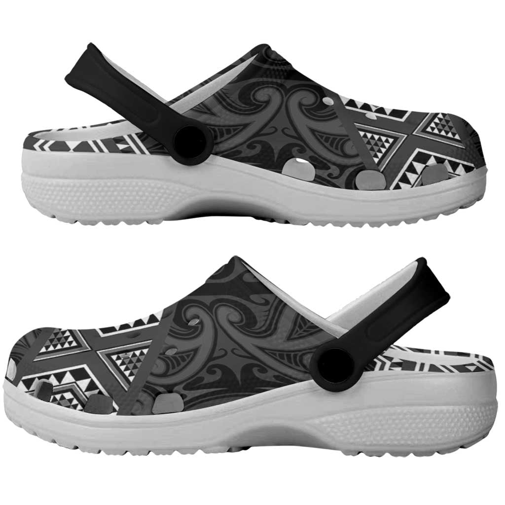 New Zealand Aotearoa Clogs Shoes Black Taniko Art Maori Pattern - Vibe Hoodie