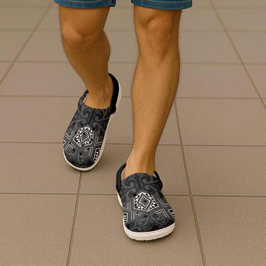 New Zealand Aotearoa Clogs Shoes Black Taniko Art Maori Pattern - Vibe Hoodie