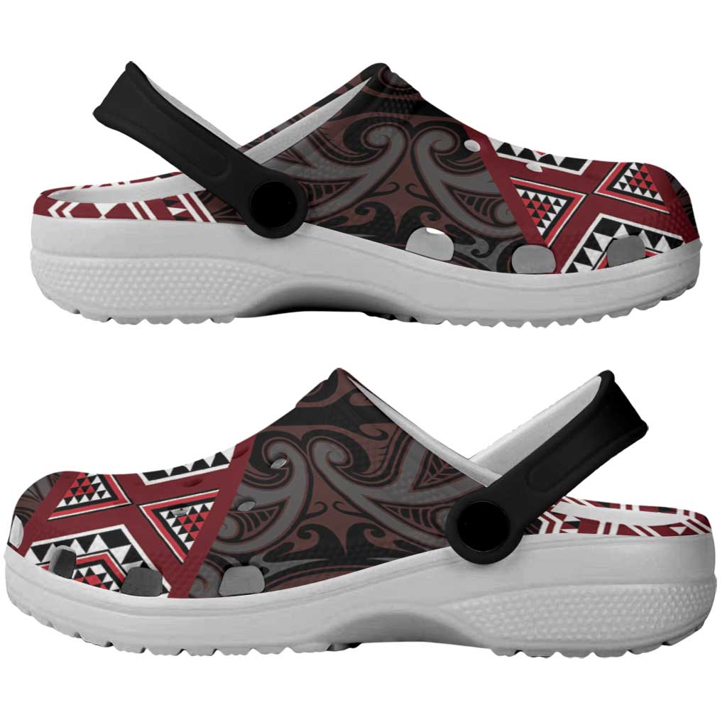 New Zealand Aotearoa Clogs Shoes Red Taniko Art Maori Pattern - Vibe Hoodie