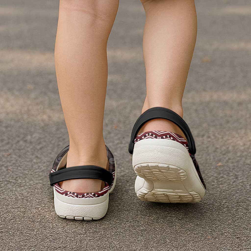 New Zealand Aotearoa Clogs Shoes Red Taniko Art Maori Pattern - Vibe Hoodie