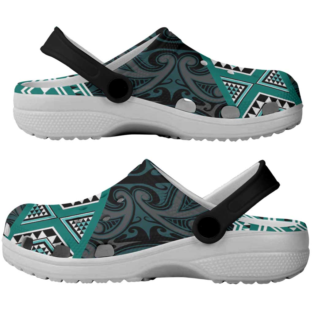 New Zealand Aotearoa Clogs Shoes Turquoise Taniko Art Maori Pattern - Vibe Hoodie