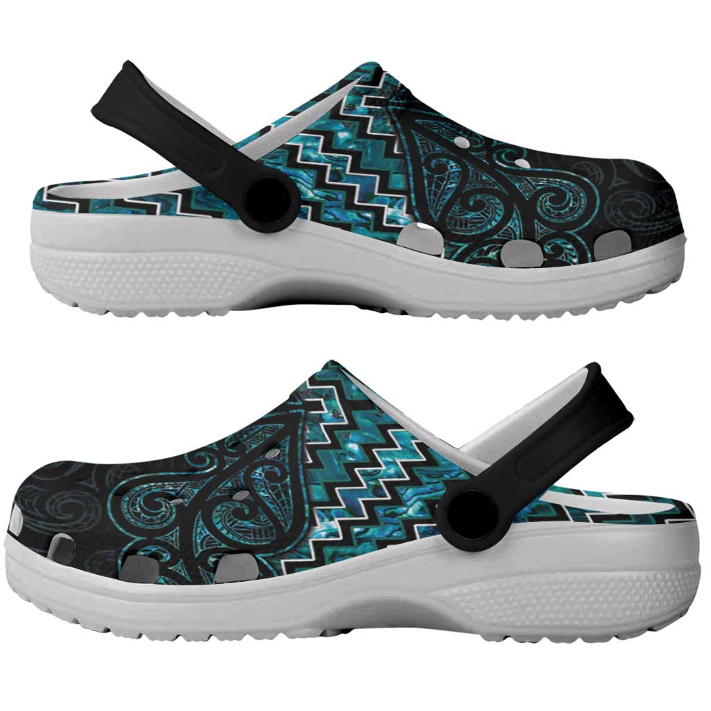 New Zealand Maori Clogs Shoes Poutama Manaia Turquoise Paua Shell - Vibe Hoodie