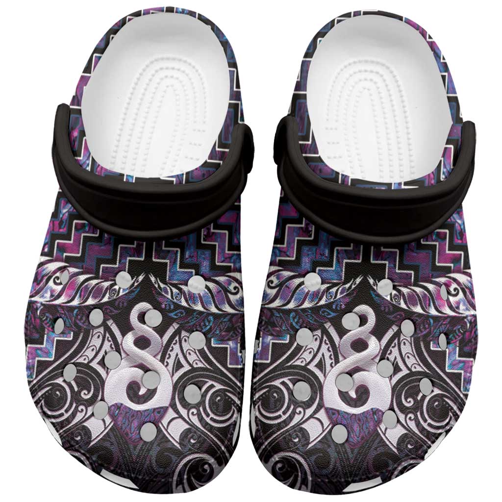 New Zealand Maori Clogs Shoes Poutama Pikorua Purple Paua Shell - Vibe Hoodie