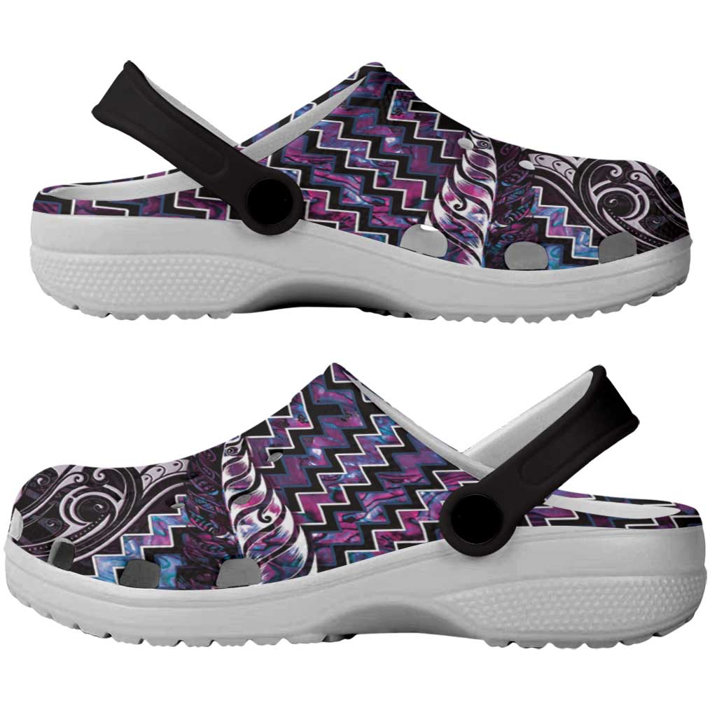 New Zealand Maori Clogs Shoes Poutama Pikorua Purple Paua Shell - Vibe Hoodie