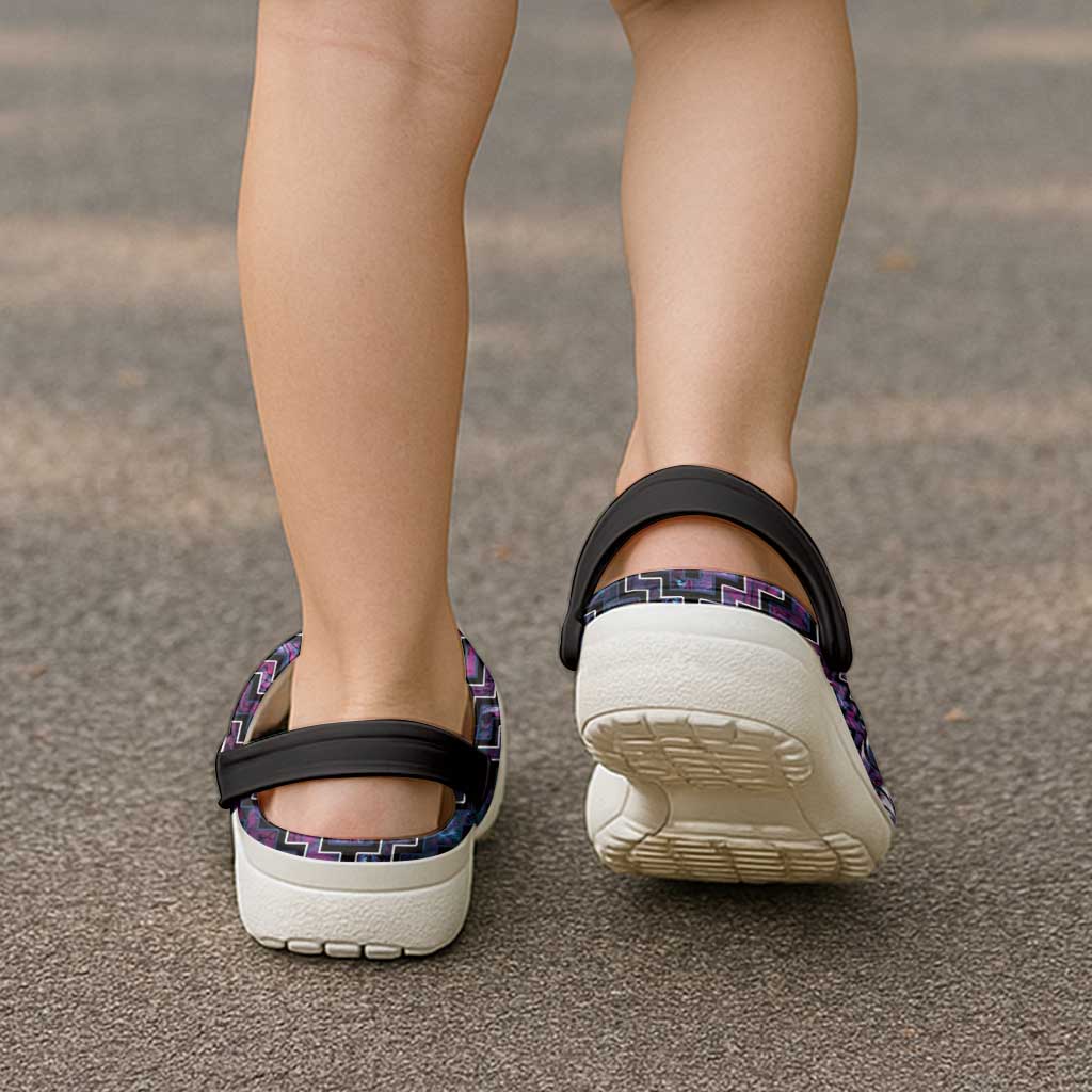 New Zealand Maori Clogs Shoes Poutama Pikorua Purple Paua Shell - Vibe Hoodie