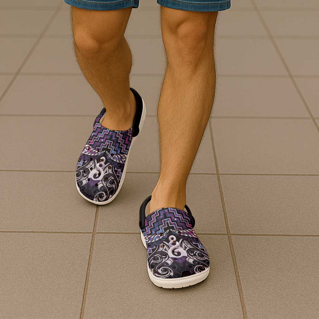 New Zealand Maori Clogs Shoes Poutama Pikorua Purple Paua Shell - Vibe Hoodie