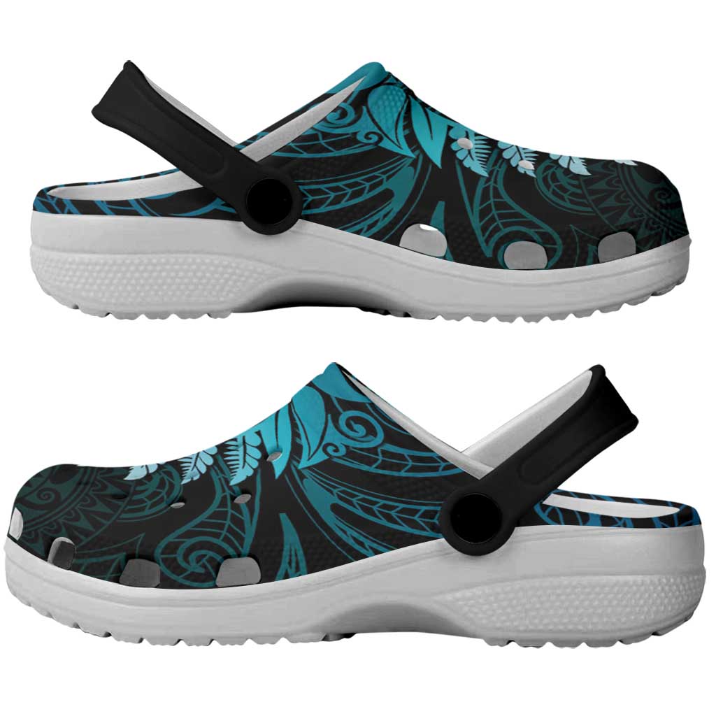 New Zealand Maori Koru Fern Clogs Shoes Spiral Polynesian Style Aqua Gradient - Vibe Hoodie