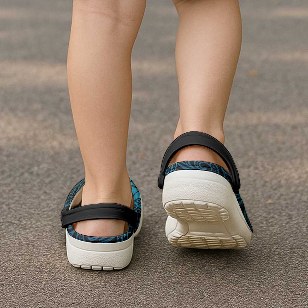 New Zealand Maori Koru Fern Clogs Shoes Spiral Polynesian Style Aqua Gradient - Vibe Hoodie