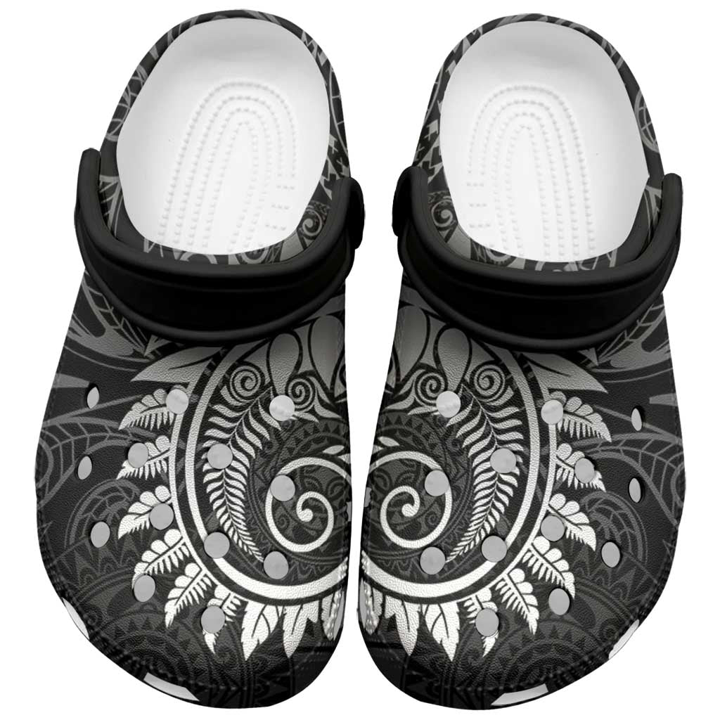 New Zealand Maori Koru Fern Clogs Shoes Spiral Polynesian Style Gray - Vibe Hoodie