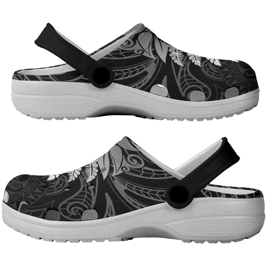 New Zealand Maori Koru Fern Clogs Shoes Spiral Polynesian Style Gray - Vibe Hoodie