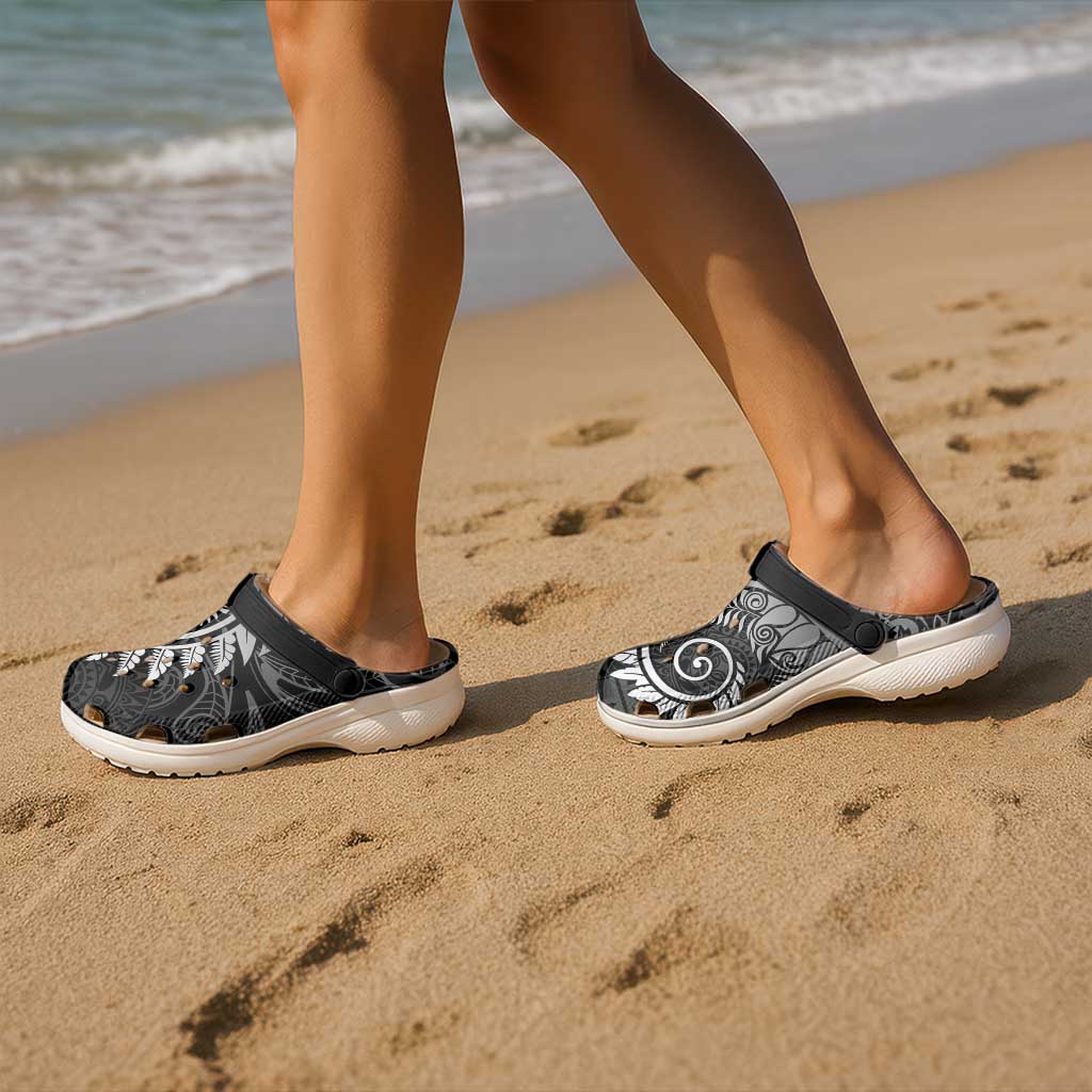 New Zealand Maori Koru Fern Clogs Shoes Spiral Polynesian Style Gray - Vibe Hoodie