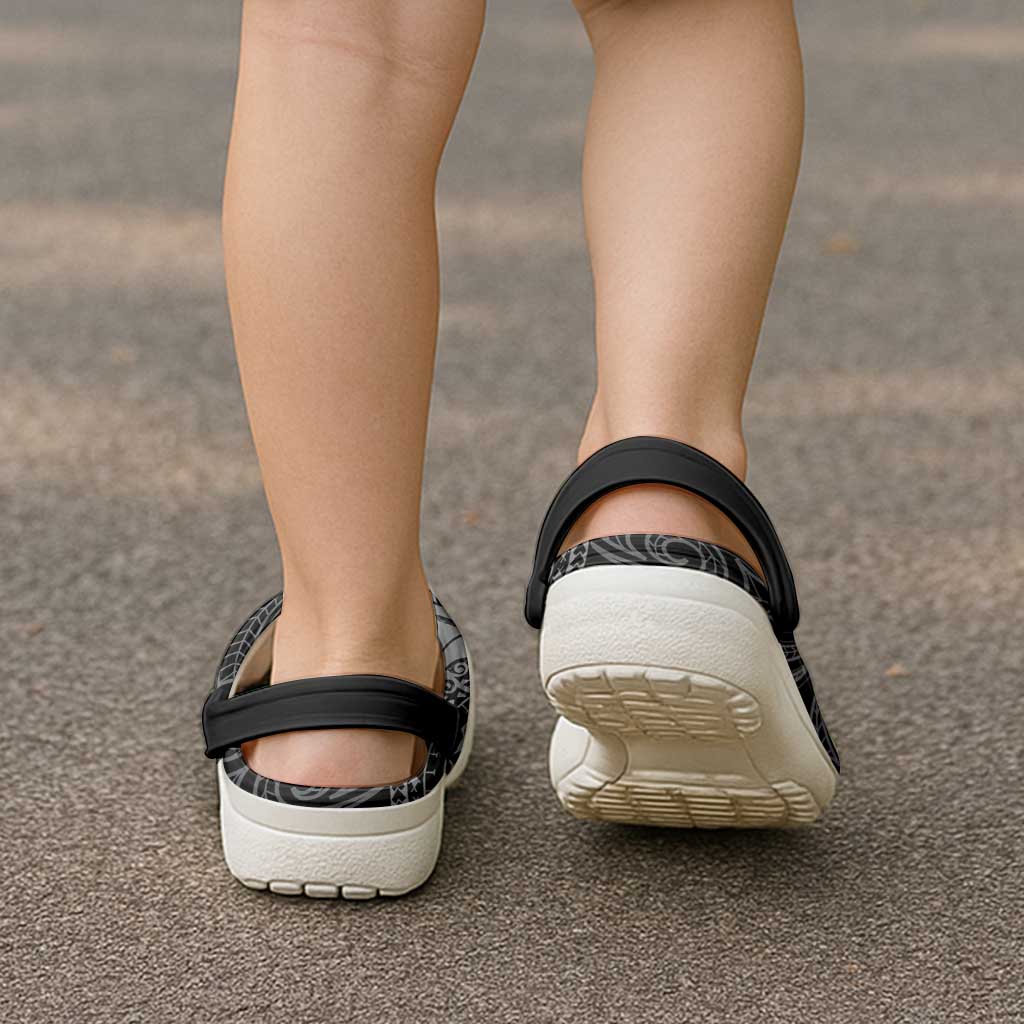 New Zealand Maori Koru Fern Clogs Shoes Spiral Polynesian Style Gray - Vibe Hoodie