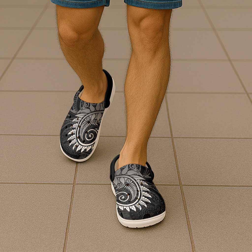 New Zealand Maori Koru Fern Clogs Shoes Spiral Polynesian Style Gray - Vibe Hoodie