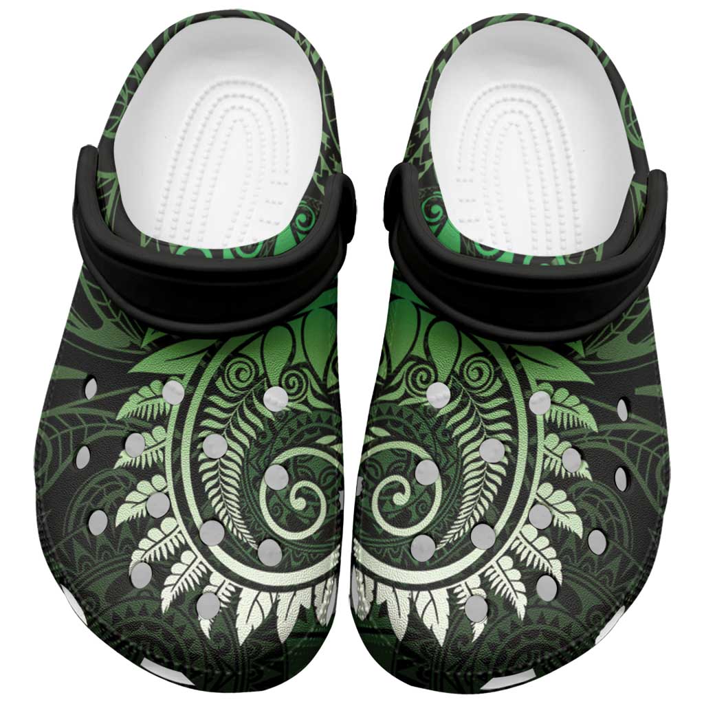 New Zealand Maori Koru Fern Clogs Shoes Spiral Polynesian Style Green - Vibe Hoodie