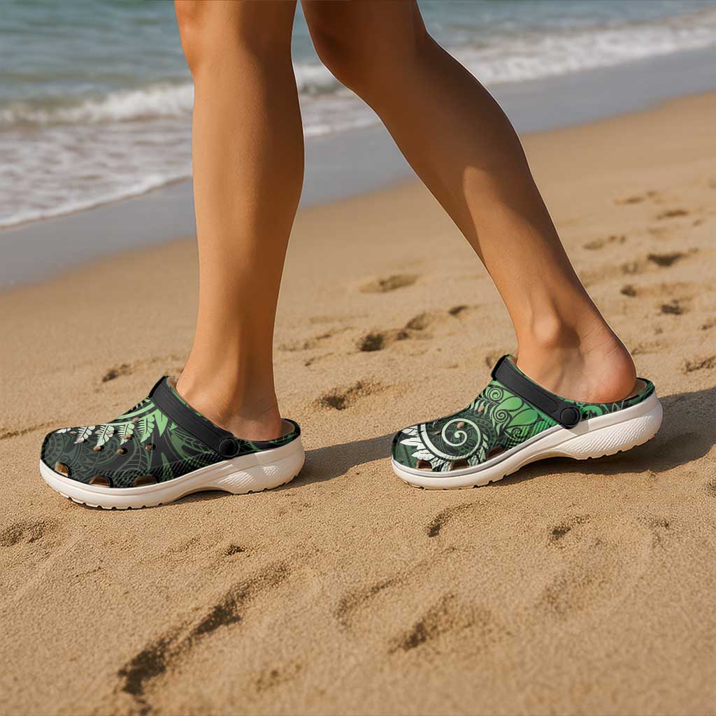 New Zealand Maori Koru Fern Clogs Shoes Spiral Polynesian Style Green - Vibe Hoodie