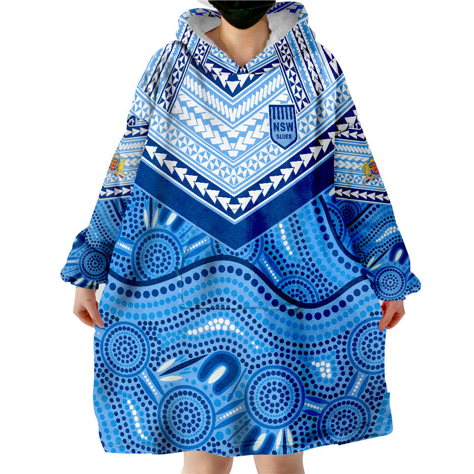 NSW Blues Aboriginal and Polynesia Admirable Wearable Blanket Hoodie - Vibe Hoodie Shop