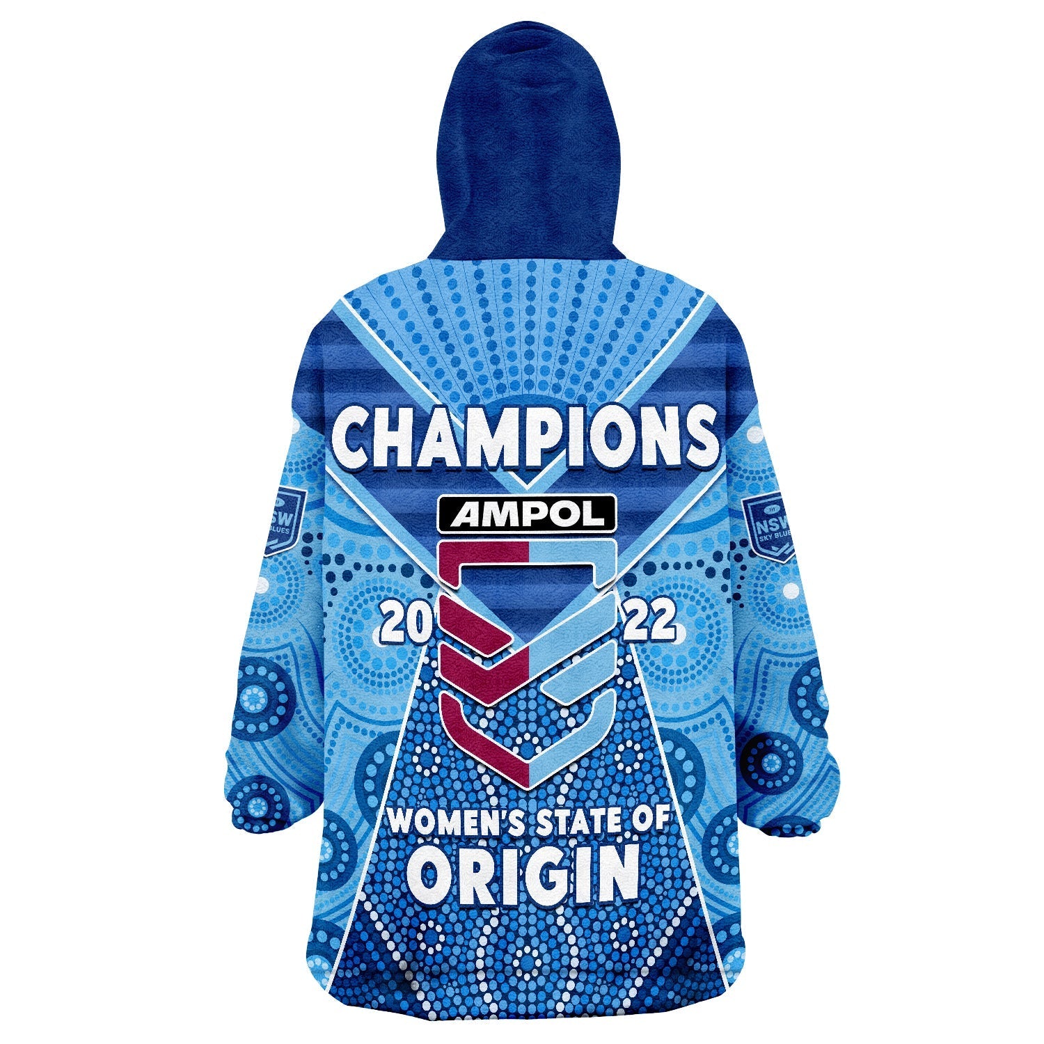 NSW Sky Blues The Champions Womens State Of Origin 2022 Wearable Blanket Hoodie - Vibe Hoodie Shop