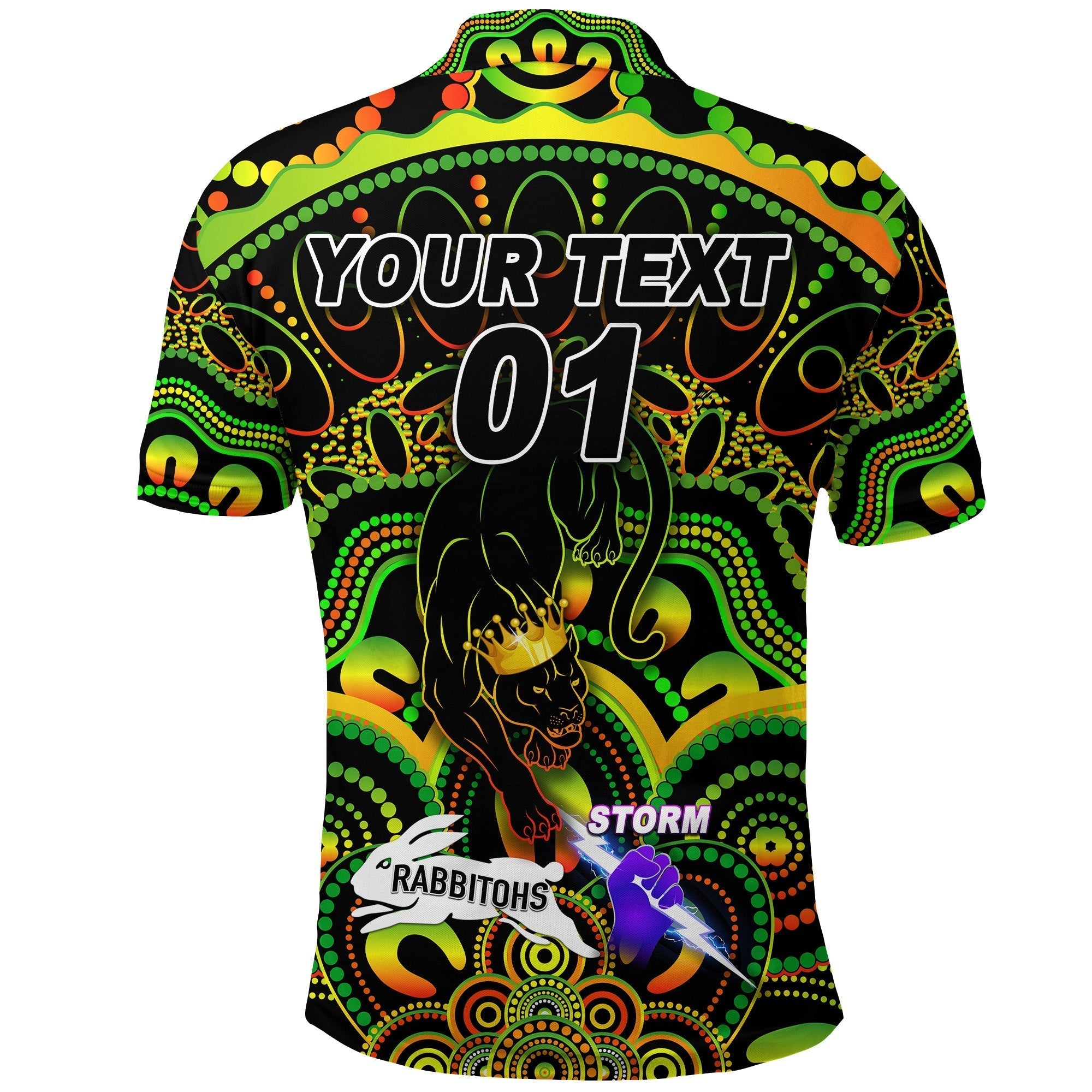 (Custom Personalised) Penrith Panthers Polo Shirt 2021 Indigenous Premiers - The King, Custom Text And Number - Vibe Hoodie Shop
