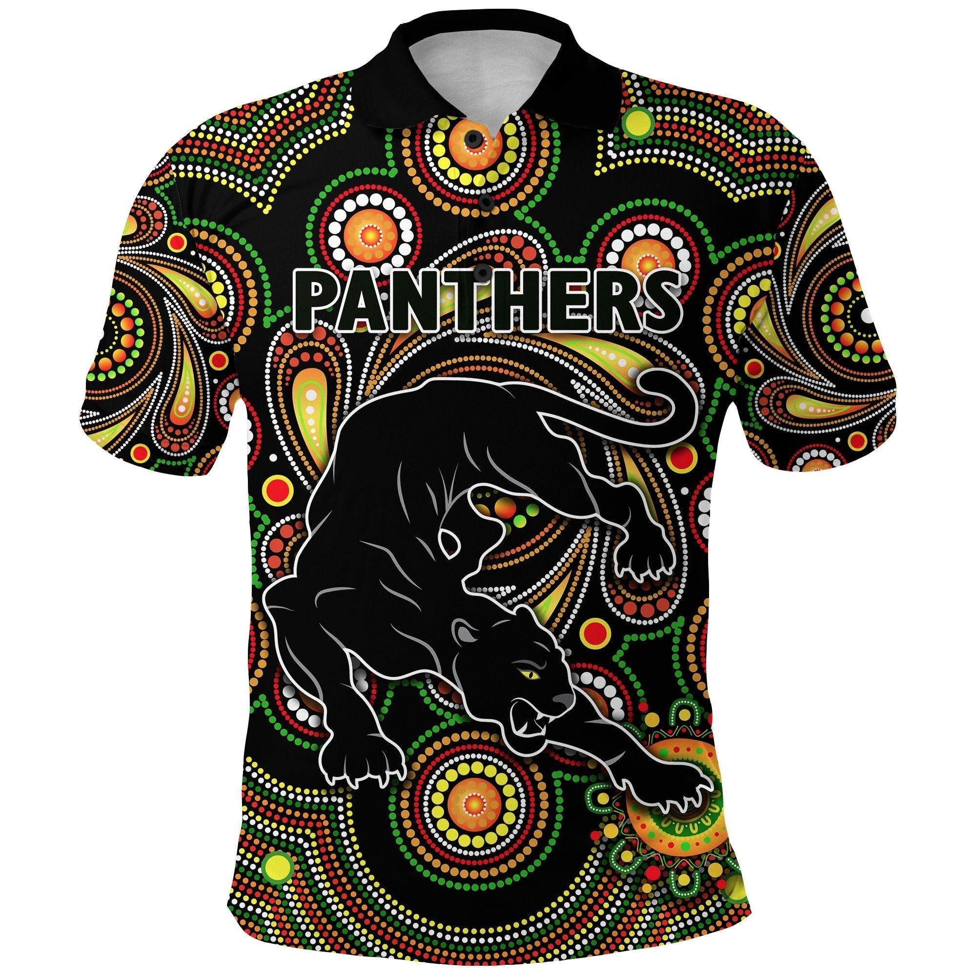 (Custom Personalised) Penrith Polo Shirt Panthers Indigenous Vibes, Custom Text And Number - Vibe Hoodie Shop