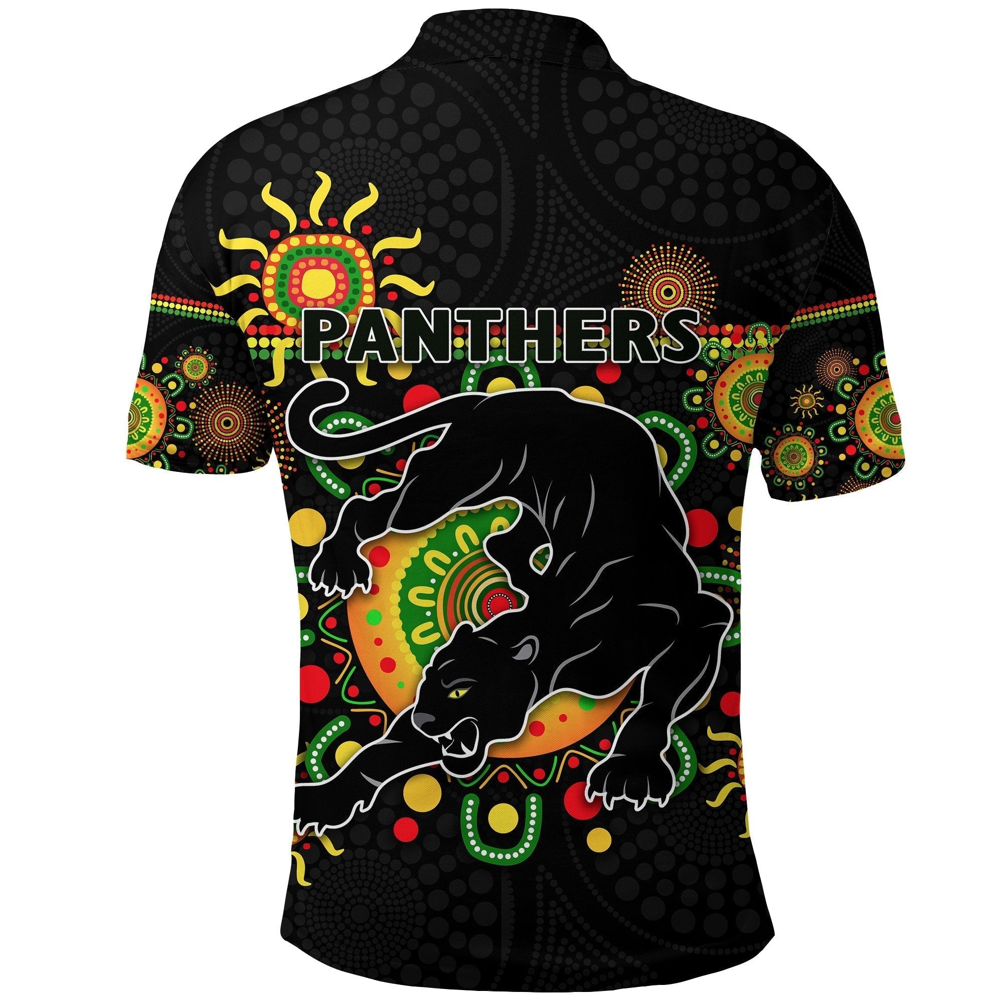 (Custom Personalised) Penrith Polo Shirt Indigenous Panthers - Black - Vibe Hoodie Shop