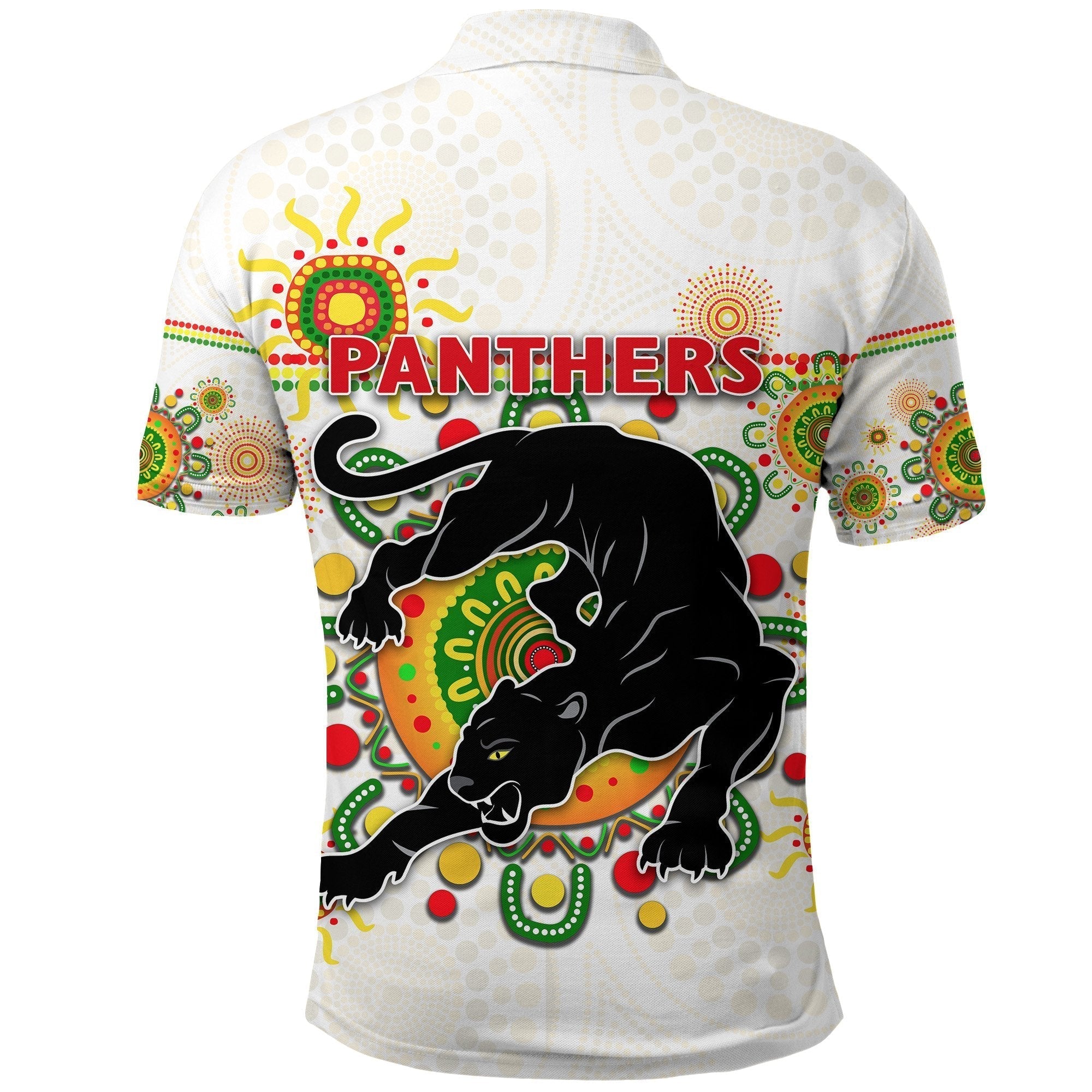 (Custom Personalised) Penrith Polo Shirt Indigenous Panthers - White - Vibe Hoodie Shop