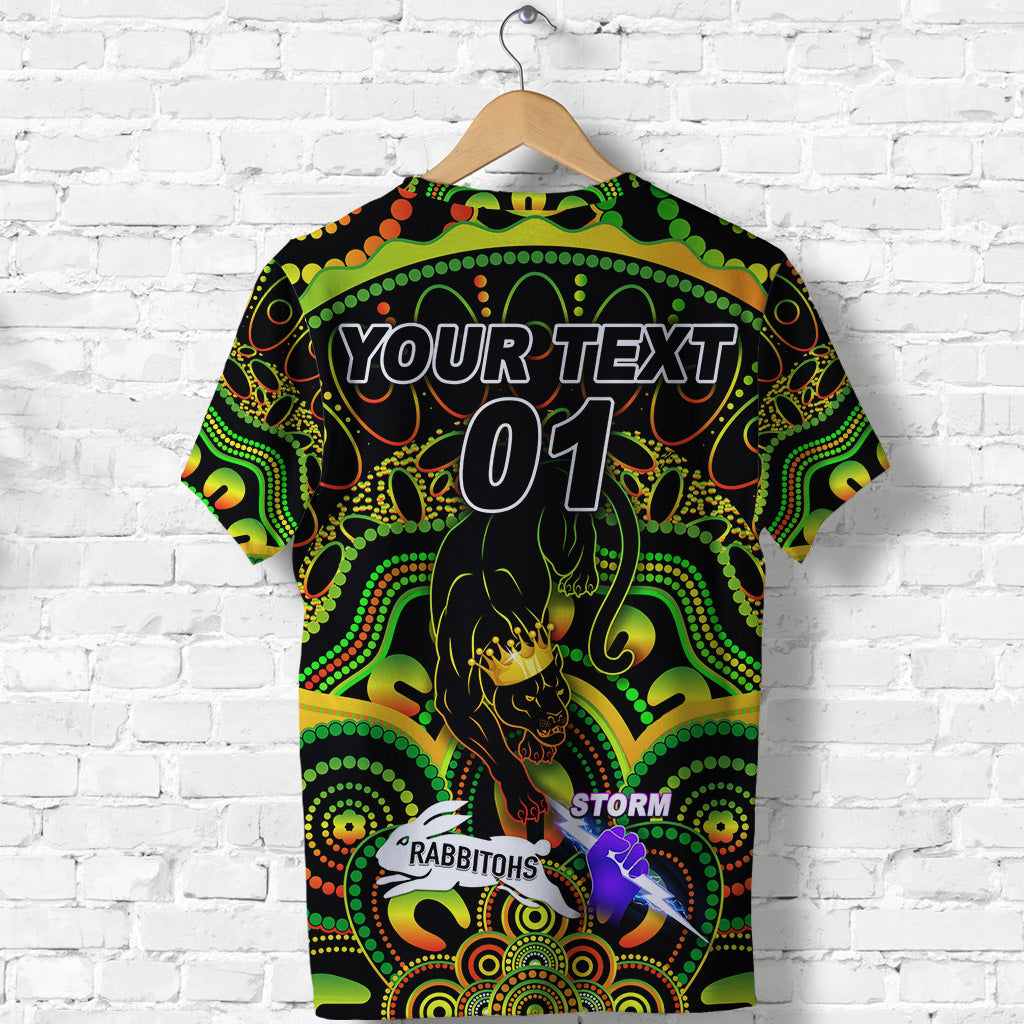 (Custom Personalised) Penrith Panthers T shirt 2021 Indigenous Premiers - The King, Custom Text And Number - Vibe Hoodie Shop