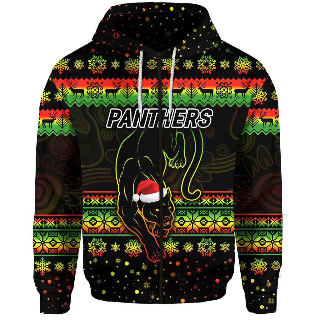 (Custom Personalised) Penrith Panthers Zip Hoodie Christmas Simple Style LT8 - Vibe Hoodie Shop
