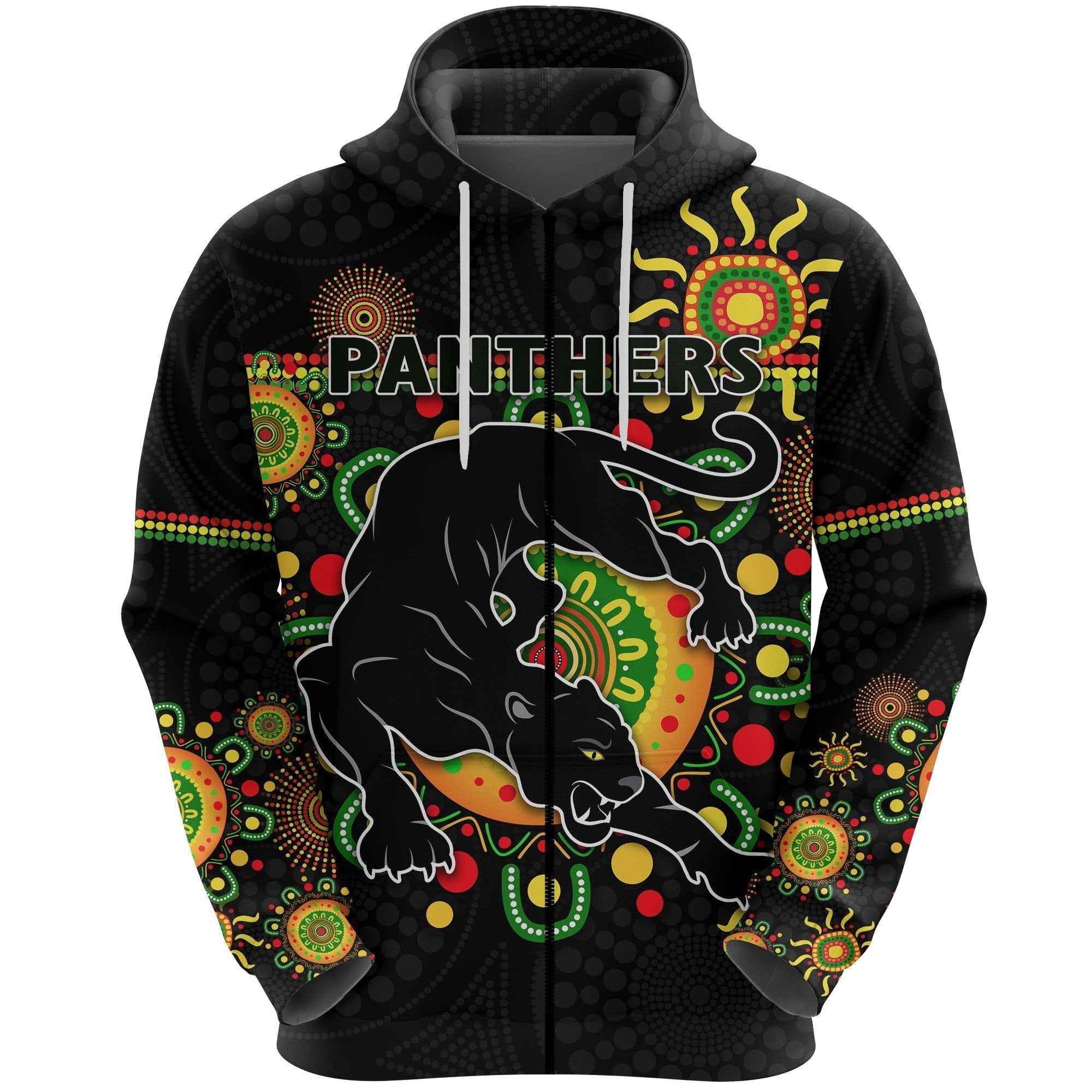 Penrith Zip Hoodie Indigenous Panthers - Black - Vibe Hoodie Shop
