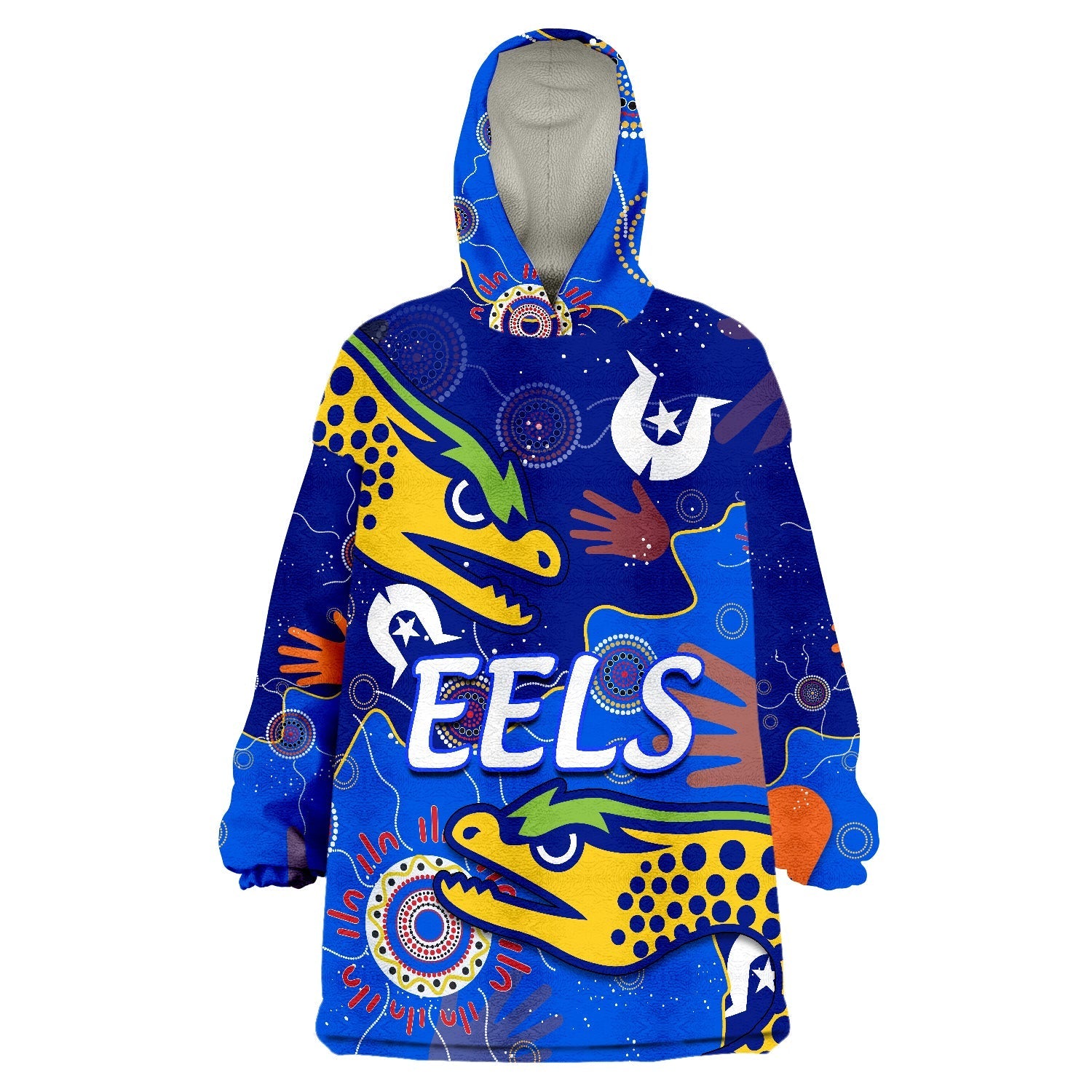 Parramatta Eels NAIDOC Week Torres Strait Eels Aboriginal Wearable Blanket Hoodie - Vibe Hoodie Shop