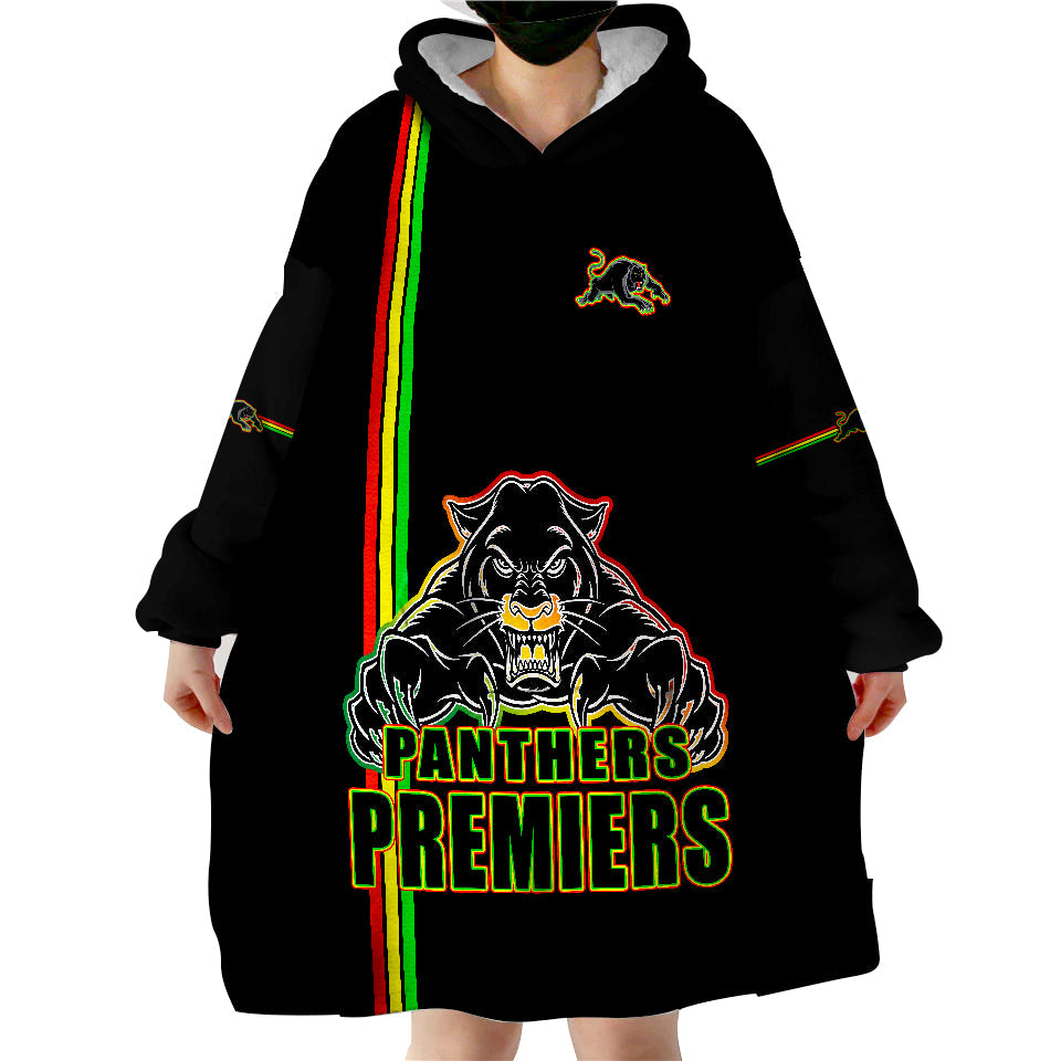 Penrith Panthers Premiers Angry Panther Simple Style Wearable Blanket Hoodie - Vibe Hoodie Shop