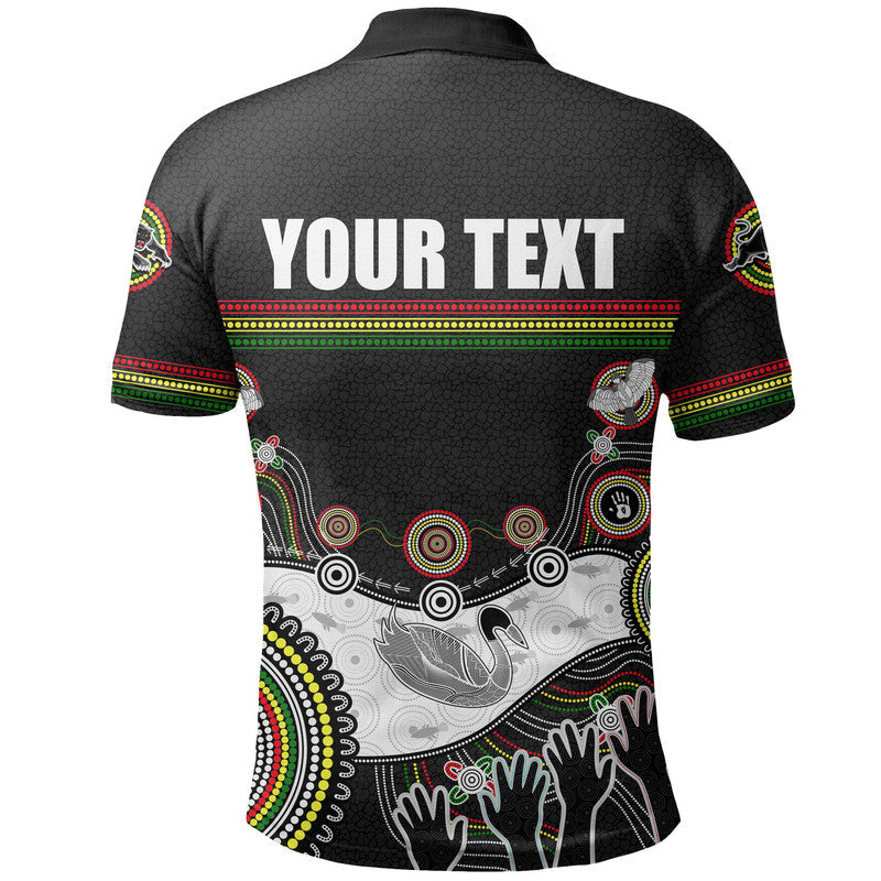 (Custom Personalised) Panthers Rugby Polo Shirt Aboriginal 2023 Black Style - Vibe Hoodie Shop