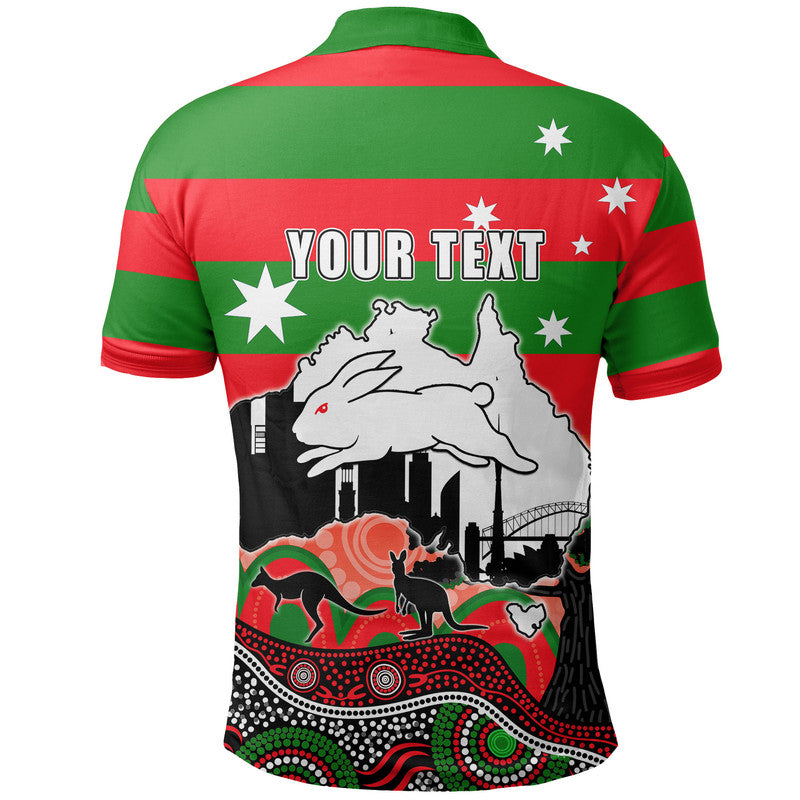 (Custom Personalised) Rabbitohs Rugby Polo Shirt Australia Day Style - Vibe Hoodie Shop
