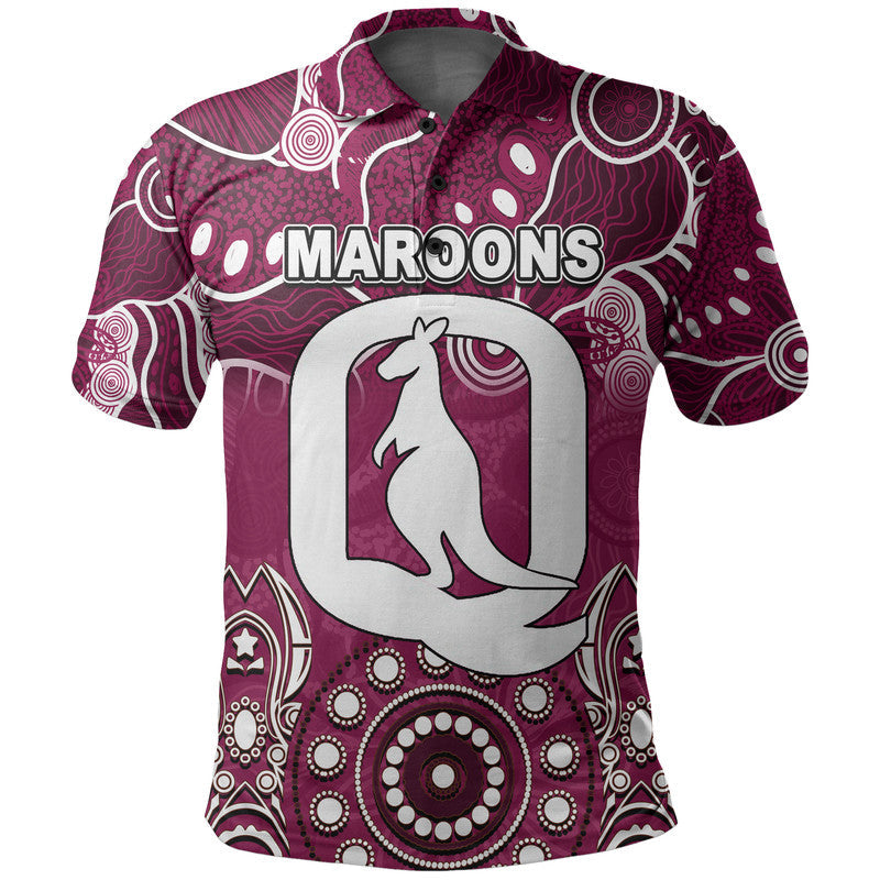(Custom Personalised) Queensland Maroons Polo Shirt Aboriginal - Vibe Hoodie Shop