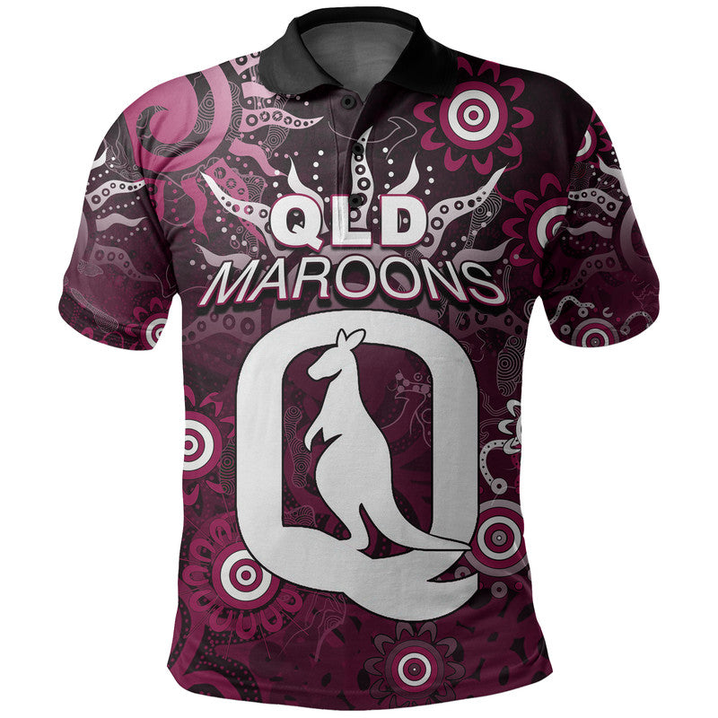 (Custom Personalised) QLD Maroons Polo Shirt Aboriginal - Vibe Hoodie Shop