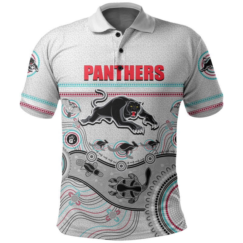 (Custom Personalised) Panthers Rugby Polo Shirt Aboriginal 2023 White Style - Vibe Hoodie Shop