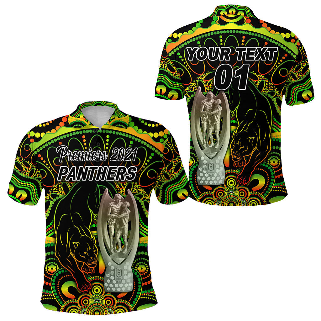 (Custom Personalised) Penrith Panthers Polo Shirt 2021 Indigenous Premiers - Trophy, Custom Text And Number - Vibe Hoodie Shop