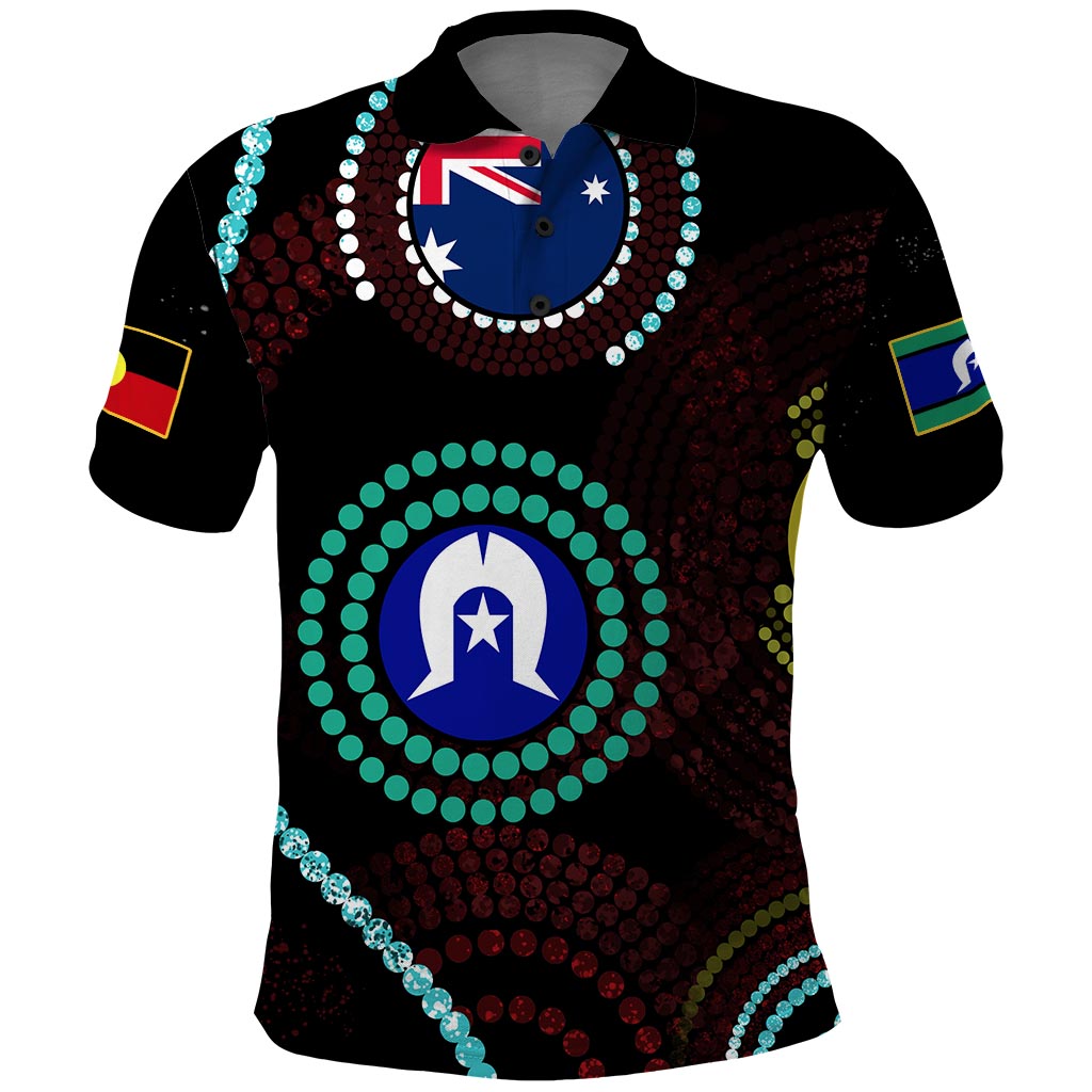 Polo Shirt, Aboriginal Dot Patterns and Flag - Vibe Hoodie Shop