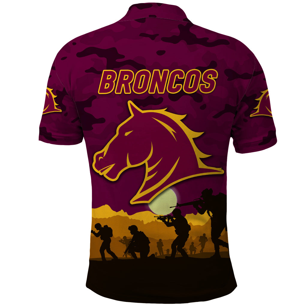 Broncos ANZAC Polo Shirt Simple Style - Maroon - Vibe Hoodie Shop